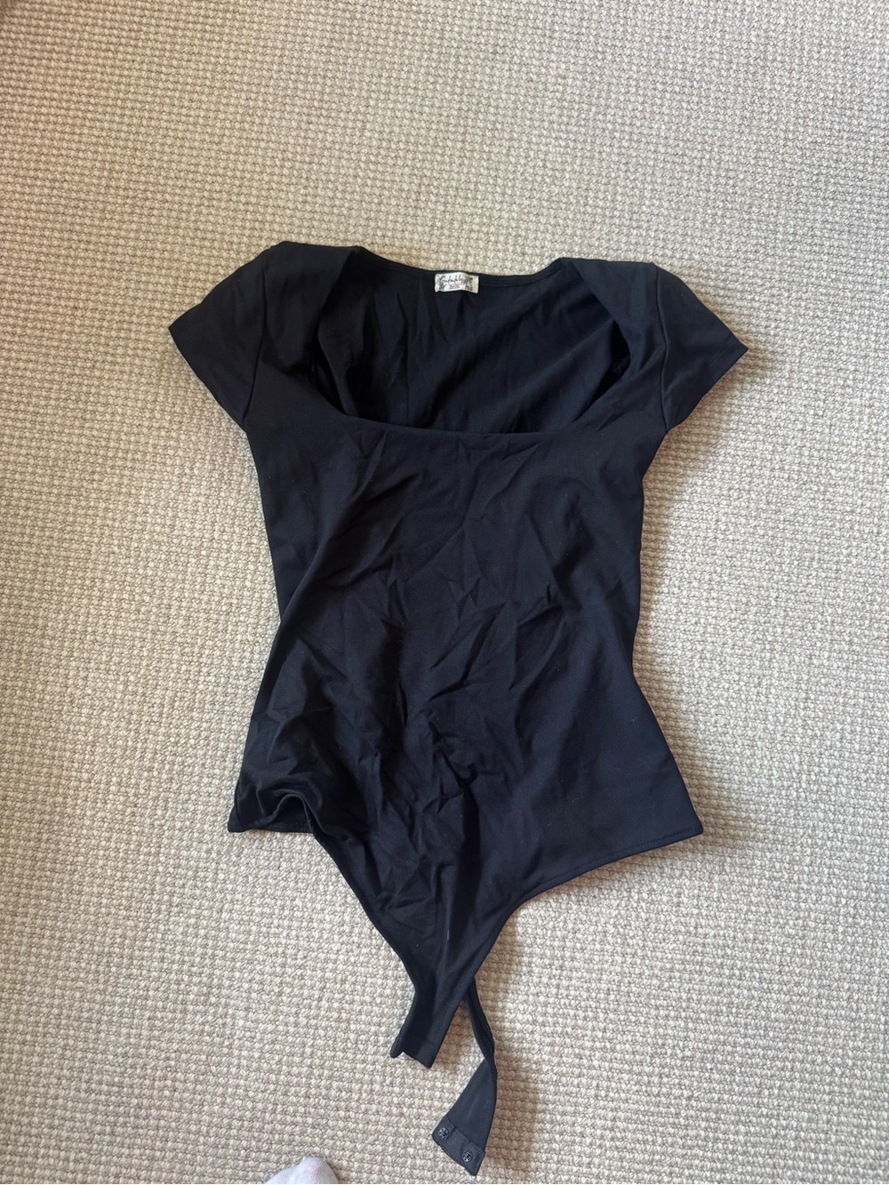 Free People Black Scoop Neck Short Sleeve Bodysuit
